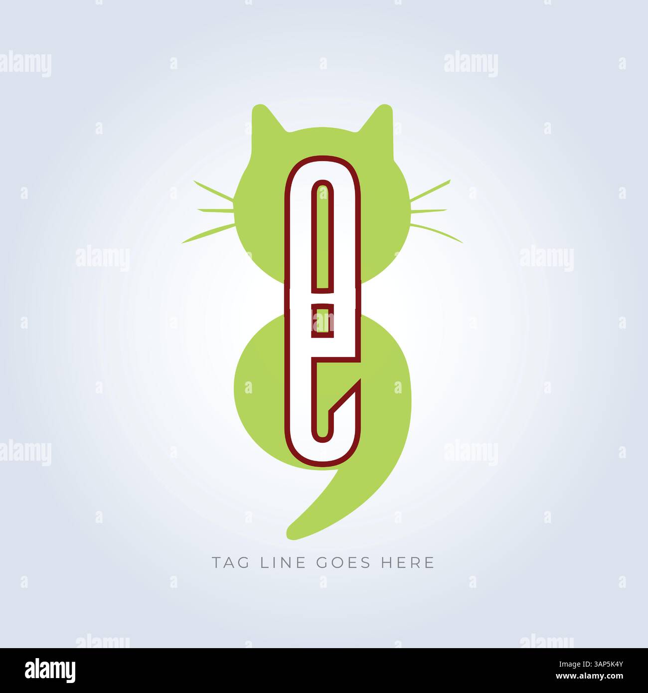 Modello del logo PET Groomers Company, negozio di animali domestici o caffetteria per gatti, parrucchiere per animali, sfondo astratto Illustrazione Vettoriale