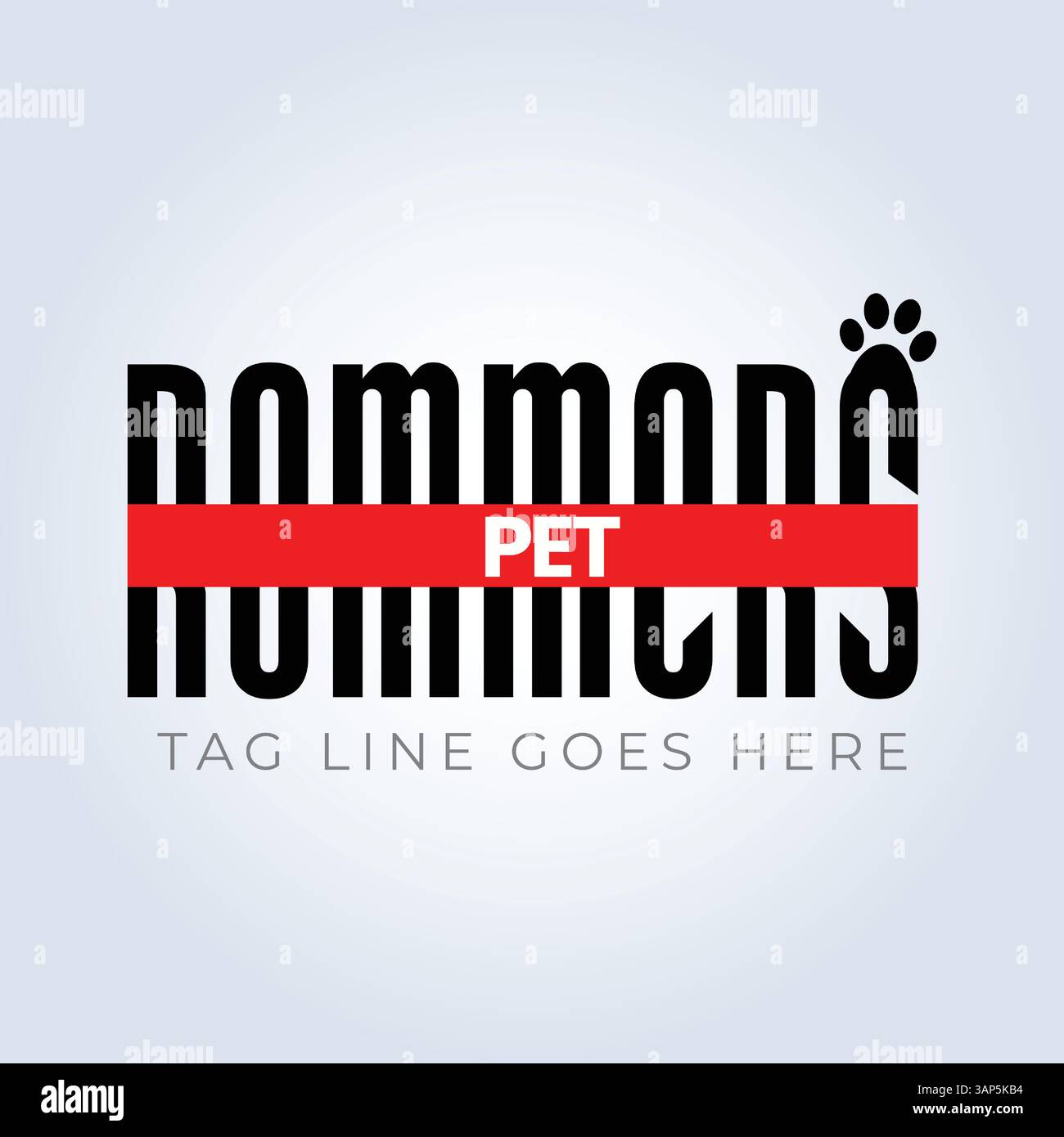 Modello logo PET Groomers Company, tema unico, riparo per animali, sfondo astratto Illustrazione Vettoriale