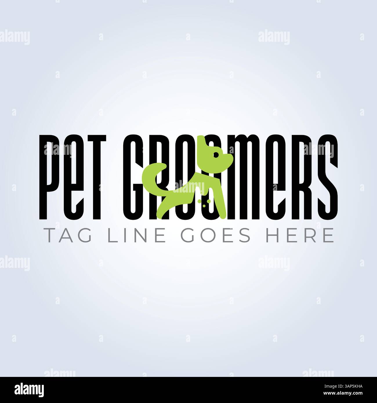 Modello del logo PET Groomers Company, negozio di animali domestici o caffetteria per gatti, parrucchiere per animali, sfondo astratto Illustrazione Vettoriale