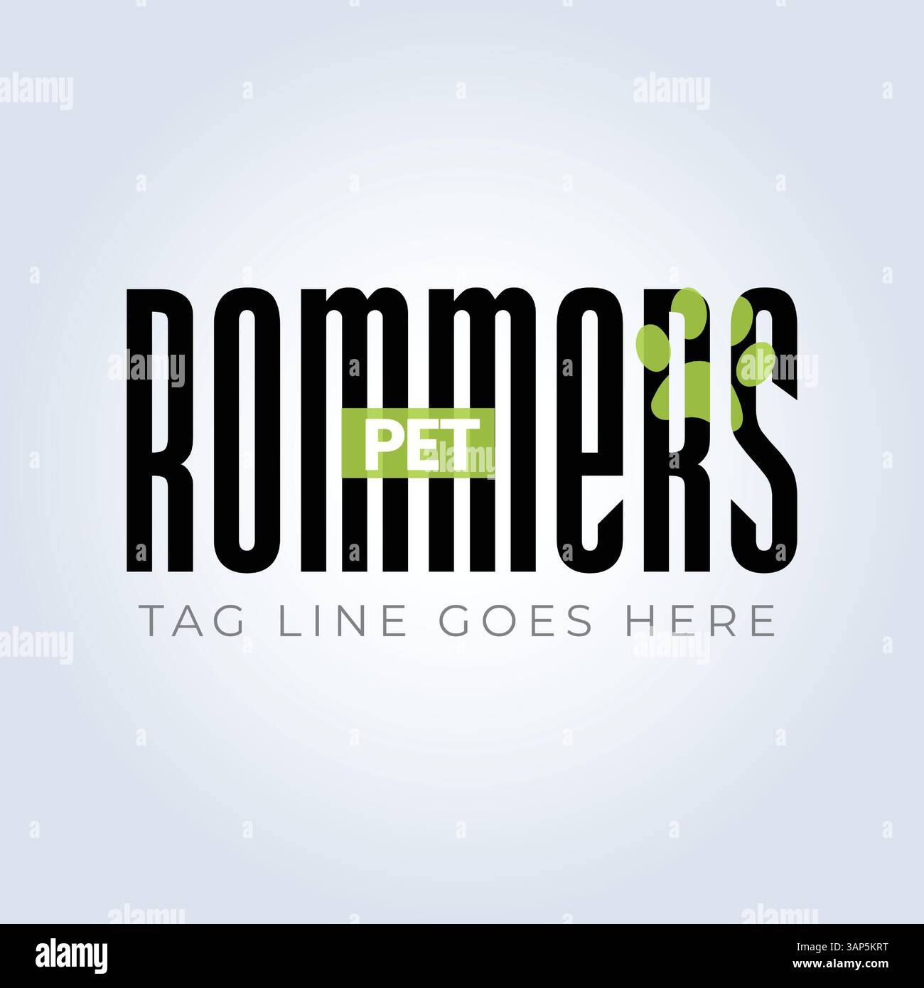 Modello logo PET Groomers Company, tema unico, riparo per animali, sfondo astratto Illustrazione Vettoriale