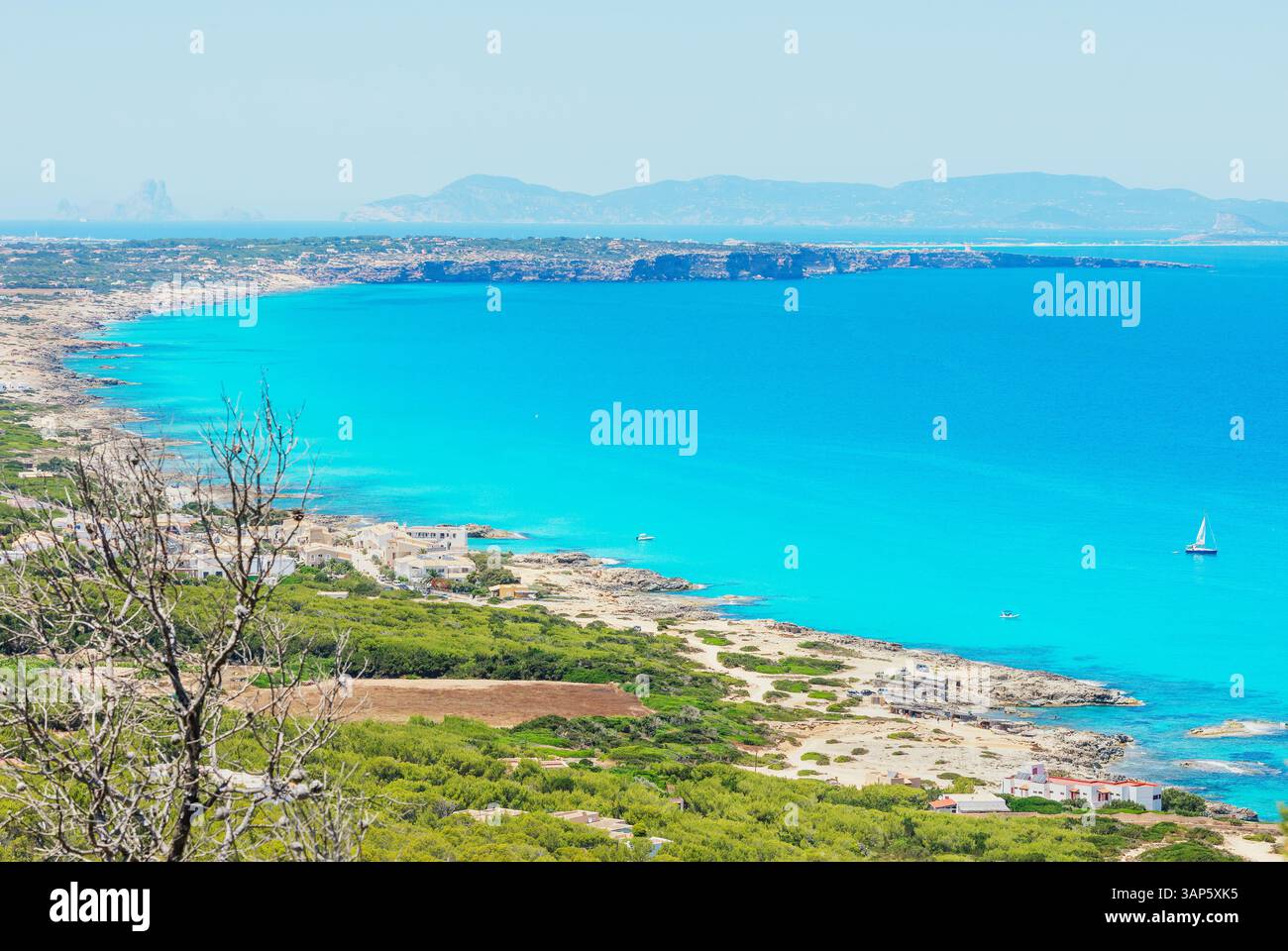 Isola di Formentera, vista dall'alto, Formentera, isole Baleari, Spagna Foto Stock