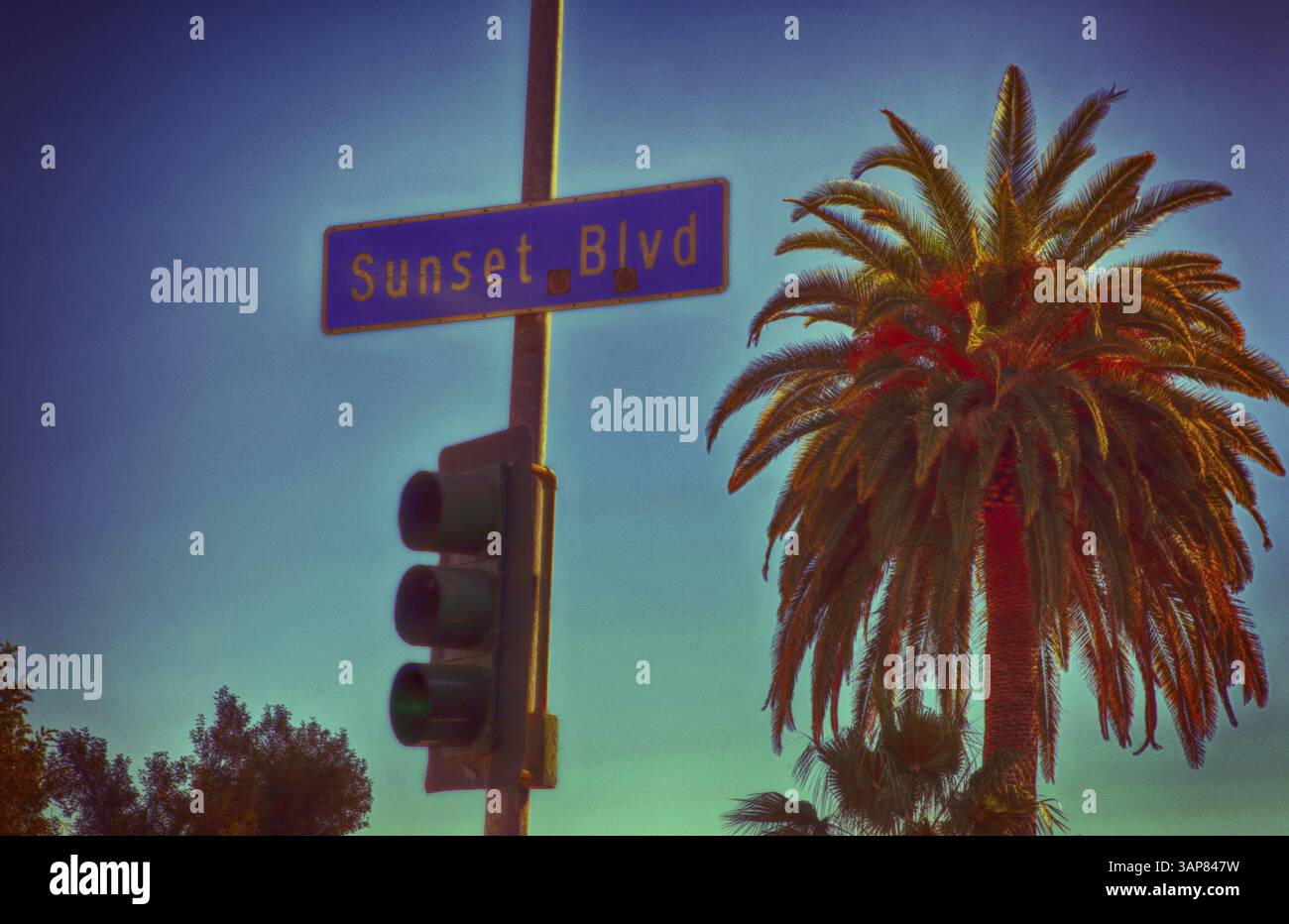 Cartello da Sunset Boulevard a Los Angeles, California Foto Stock