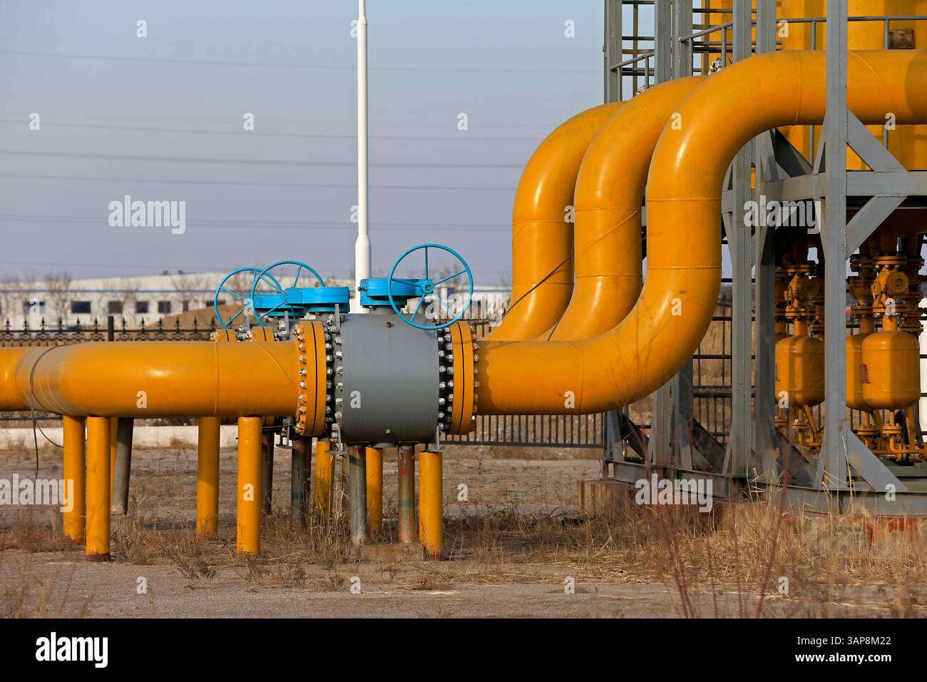 Attrezzature e tubazioni per giacimenti petroliferi Foto Stock