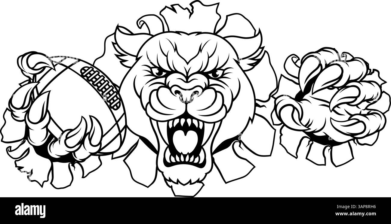 Panther Leopard Cougar, mascotte di football americano Illustrazione Vettoriale