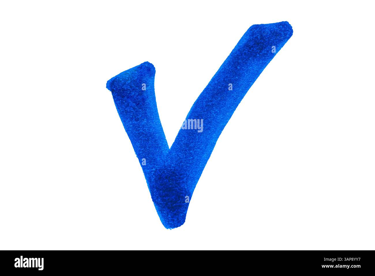 Un segno di spunta blu disegnato a mano Foto Stock