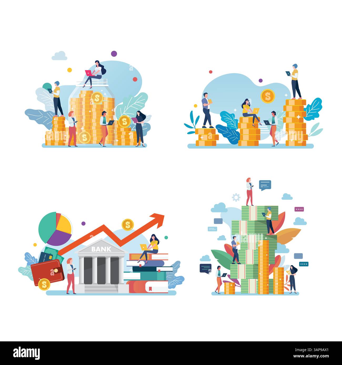 Set di concetto di business con persone in miniatura. concetto di business. Illustrazione vettoriale Illustrazione Vettoriale