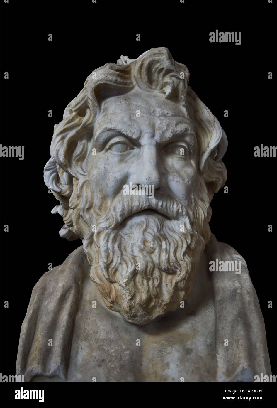 Ritratto romano di Antistene, filosofo greco cinico. Metà II secolo d.C. copia di un originale greco del III secolo a.C. di Firomaco per la città di Pergamo. Foto Stock