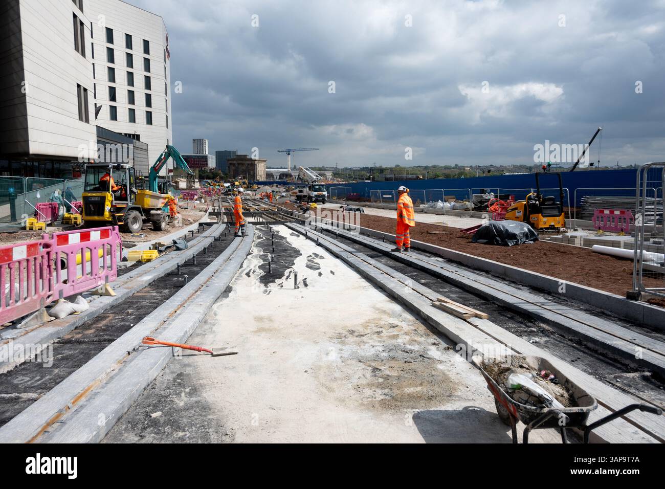 Eastside Extension Construction, West Midlands Metro, Birmingham, Regno Unito Foto Stock