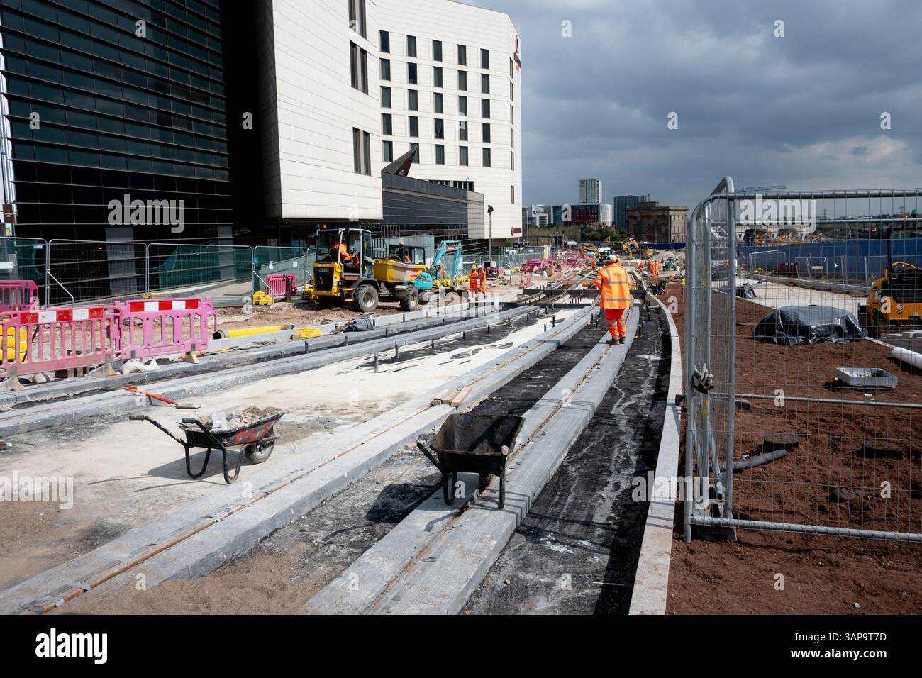Eastside Extension Construction, West Midlands Metro, Birmingham, Regno Unito Foto Stock