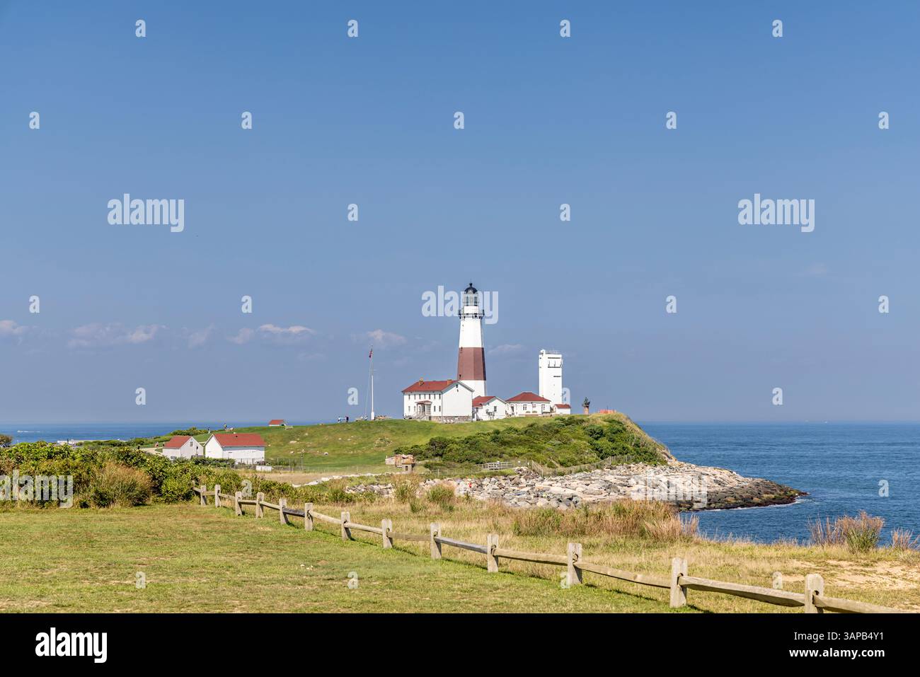 paesaggio estivo del faro di montauk point, montauk ny Foto Stock