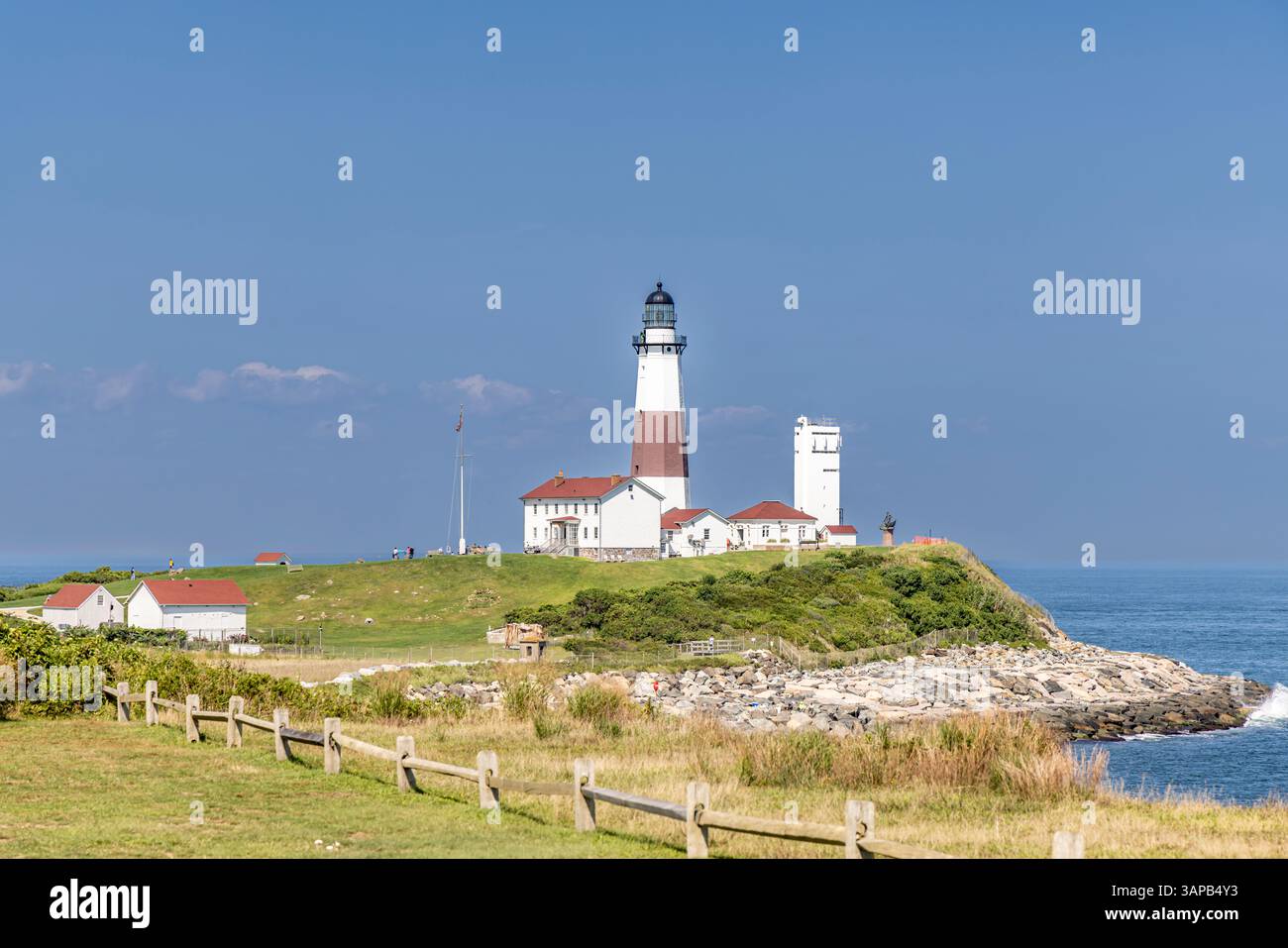 paesaggio estivo del faro di montauk point, montauk ny Foto Stock