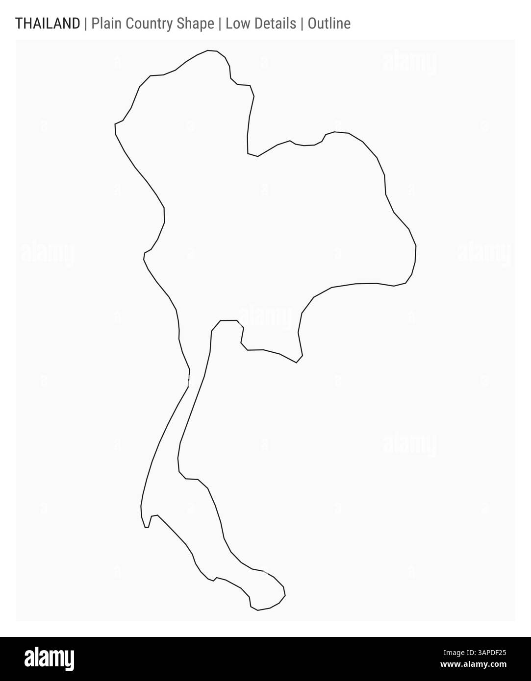 Mappa della Thailandia. Dettagli bassi. Stile contorno. Forma della Thailandia. Illustrazione vettoriale. Illustrazione Vettoriale