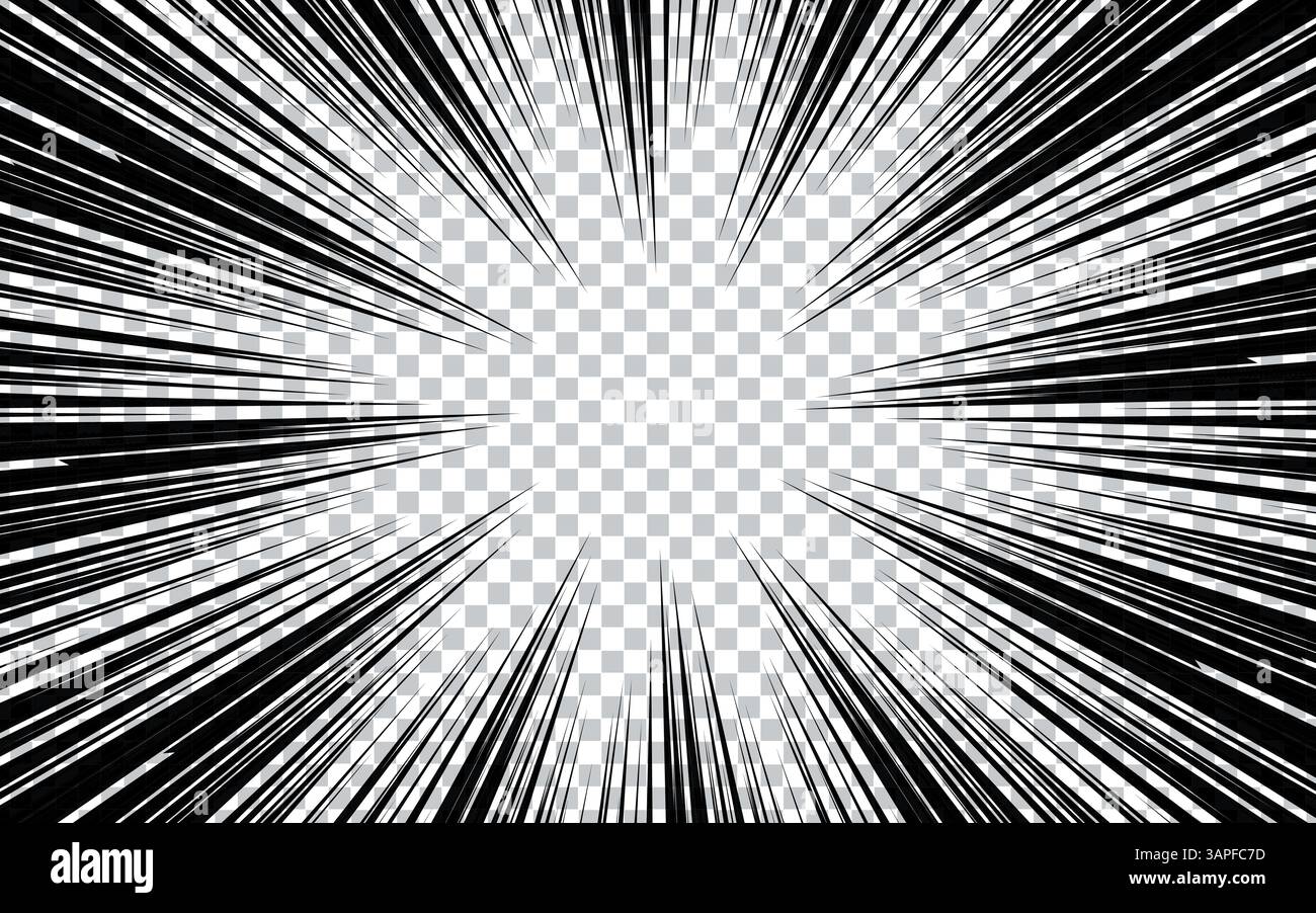 Fumetto manga con linee concentrate su sfondo trasparente Illustrazione Vettoriale