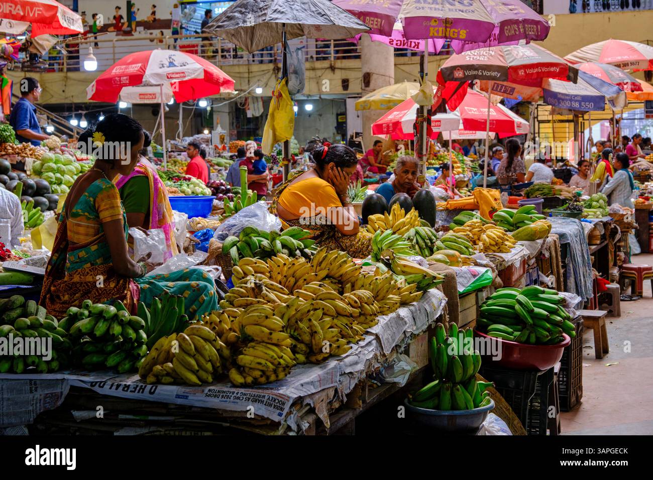 India, stato di Goa, Panaji (o Panjim), la capitale dello stato, mercato ortofrutticolo Foto Stock