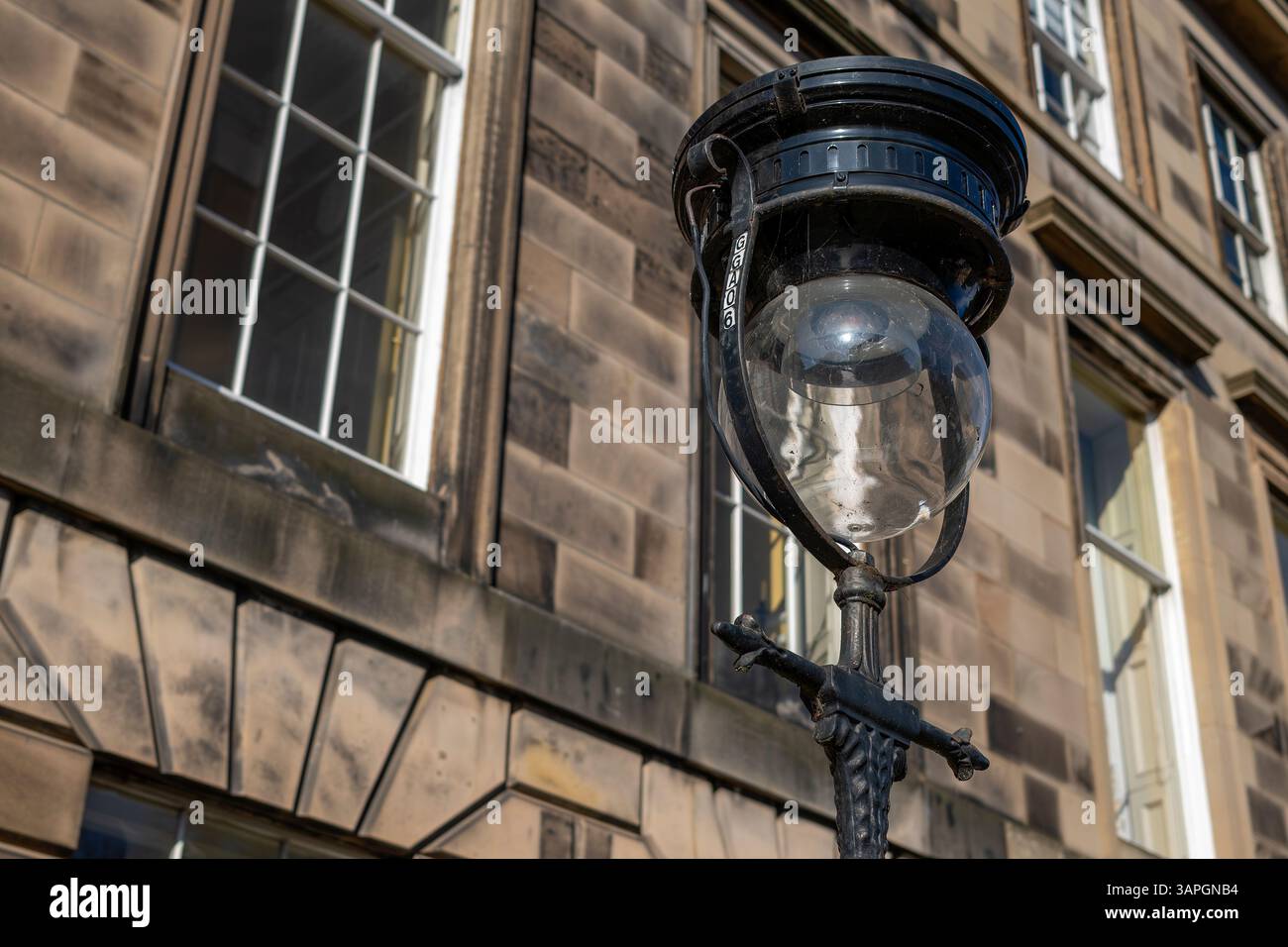 Lampada in vecchio stile nella nuova città di Edimburgo - Edimburgo, Scozia, Regno Unito. Foto Stock