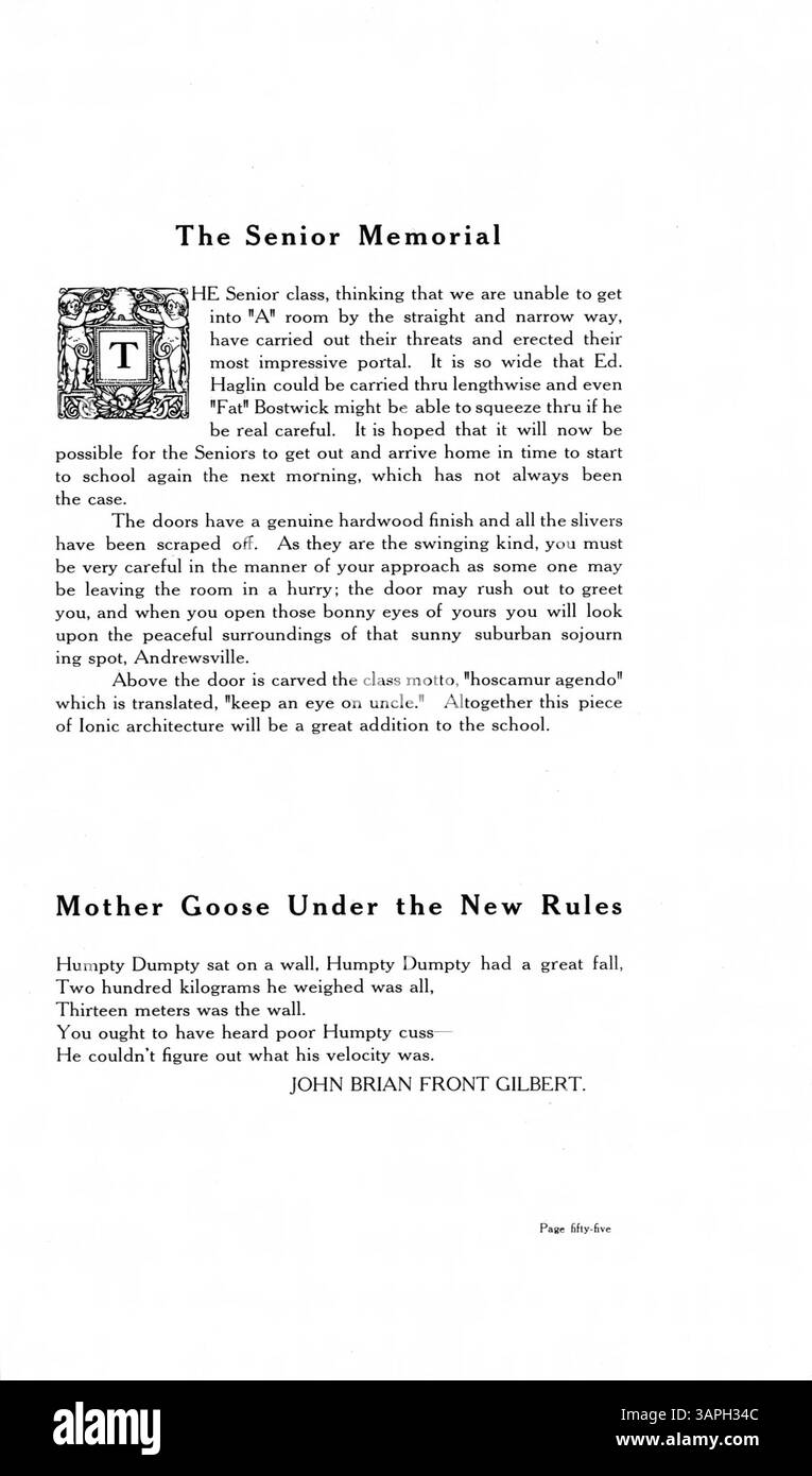 Il Central High Yearbook del 1907 fornisce registrazioni dettagliate degli studenti, delle facoltà, delle squadre di atletica e dei club sociali attivi durante l'anno accademico 1906-1907. L'annuario evidenzia anche il ruolo degli studenti afroamericani all'interno della comunità scolastica. Foto Stock