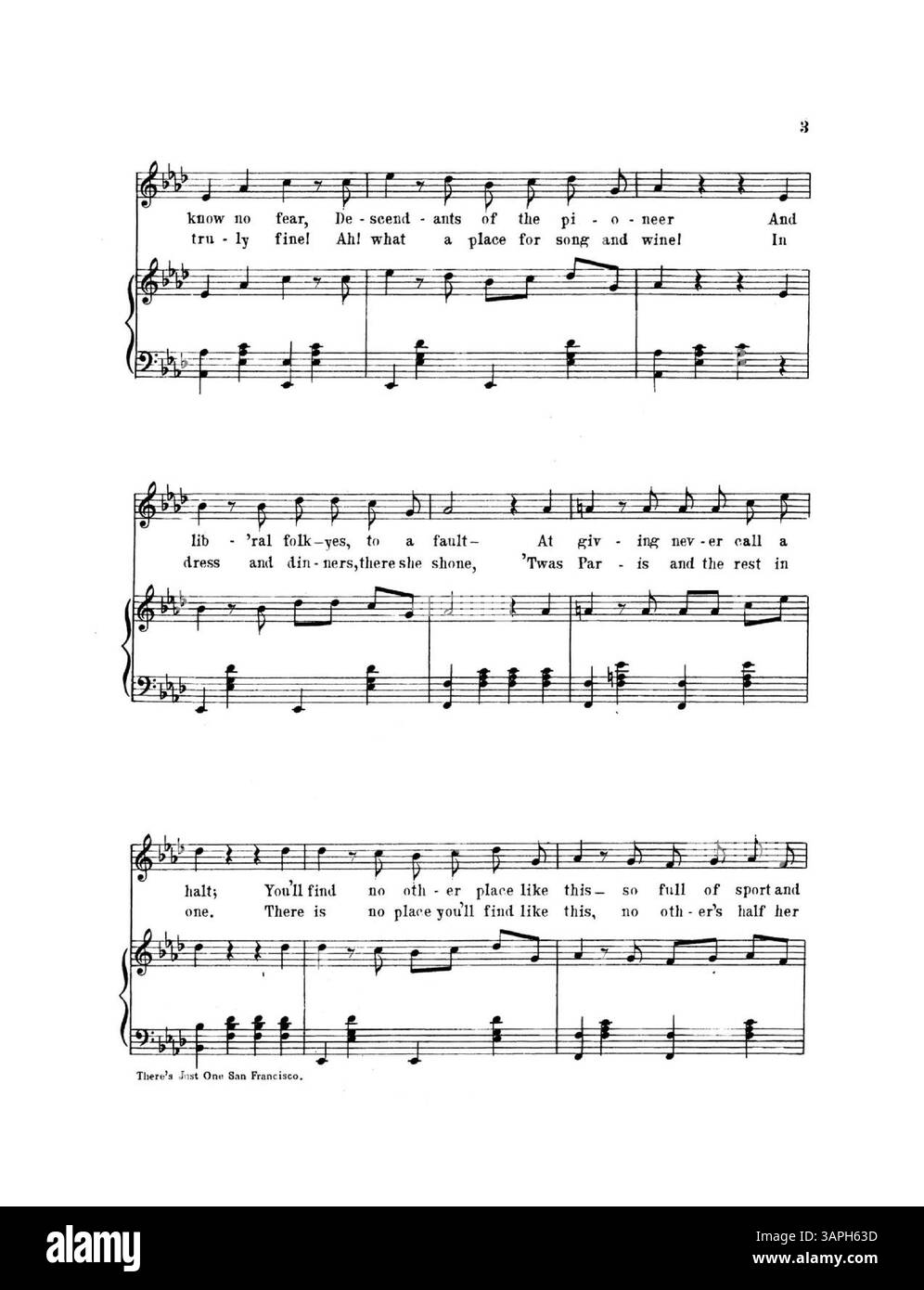 Il documento "There's Just One San Francisco", digitalizzato dall'University of Oregon Libraries Music Services Department, è di pubblico dominio e presenta approfondimenti sul ricco patrimonio culturale e musicale di San Francisco durante i primi anni del XX secolo. Foto Stock