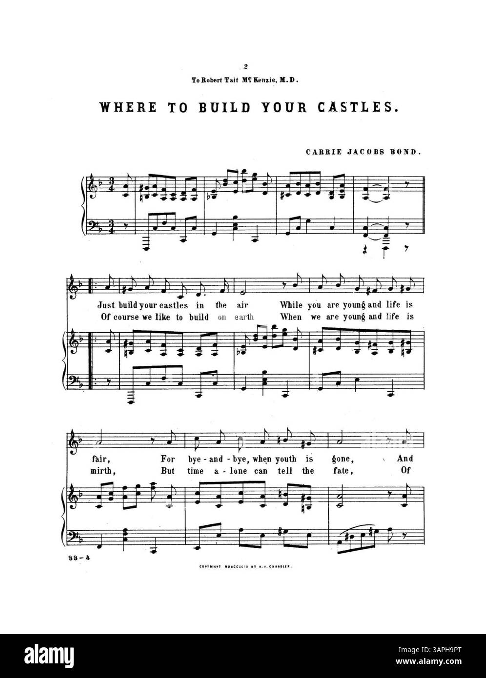 Questo libro, dedicato a Robert Tait McKenzie, M.D., contiene brani musicali come "To-day", "A song of the Hills", "Life's Garden" e "A Hundred Years From Now". È stato originariamente pubblicato con "The Dear Auf Wiedersehn". Foto Stock