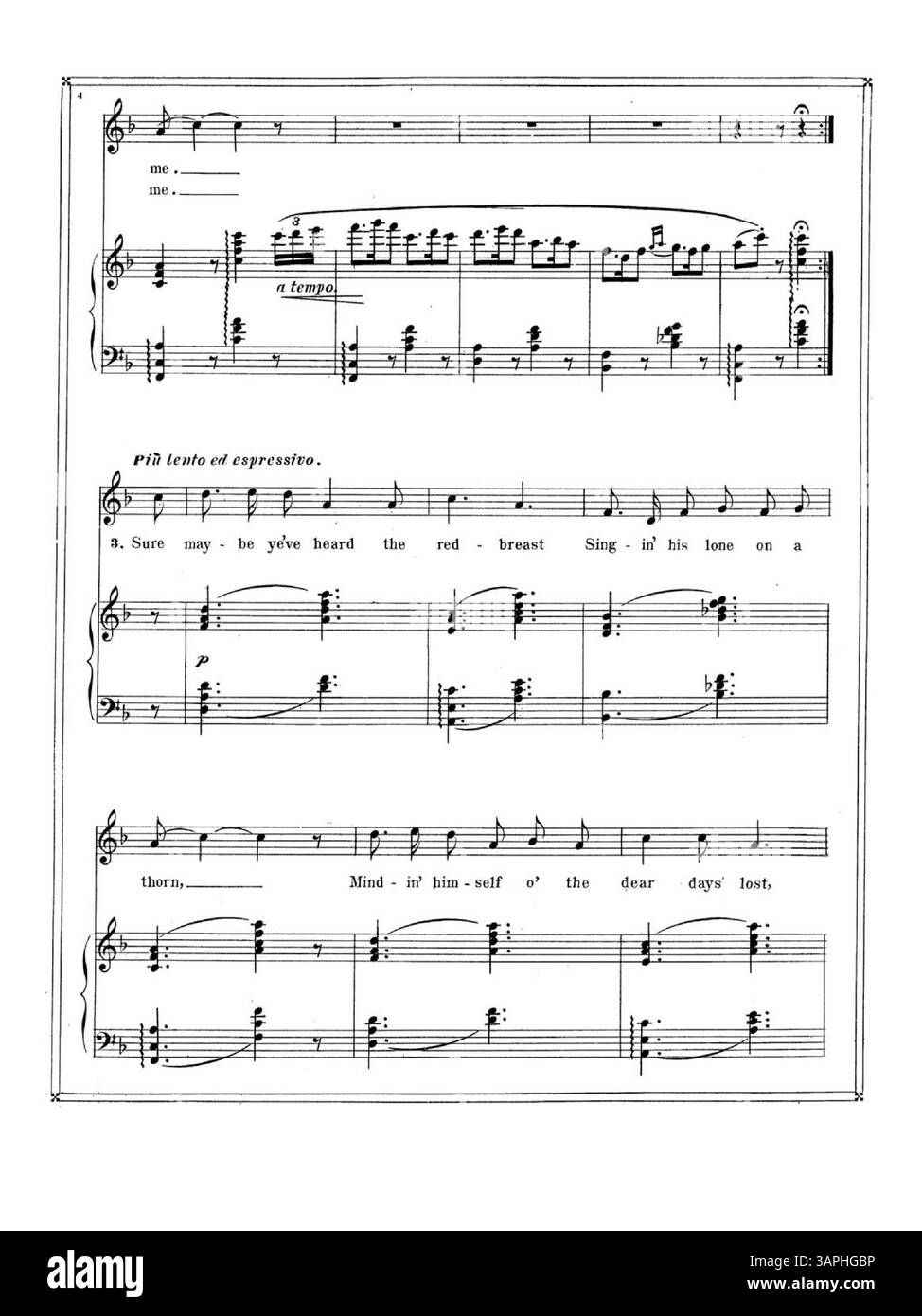 Questo lavoro presenta la poesia "The Birds" da "Songs of the Glens of Antrim" di Moira o'Neill, cantata da Chauncey Olcott. La copertina contiene il titolo e una pubblicità musicale per canzoni di Carrie Jacobs-Bond, tra cui "To-Day" e "A Song of the Hills". Il colore dell'immagine digitale può differire dall'originale e le annotazioni non sono incluse. Foto Stock