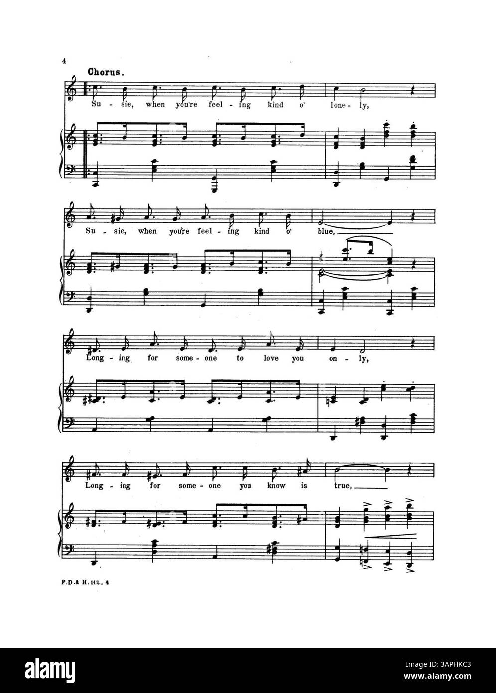 La cover della composizione musicale "in the Parlor with the Lamp Turned Low" di Dorothy Jardon, con testi di Edward Madden. Presenta il numero di targa F.F.F.& H.112, insieme a un estratto di "Waiting at the Church" sul retro di copertina. L'immagine digitale potrebbe non riflettere con precisione il colore originale. Foto Stock