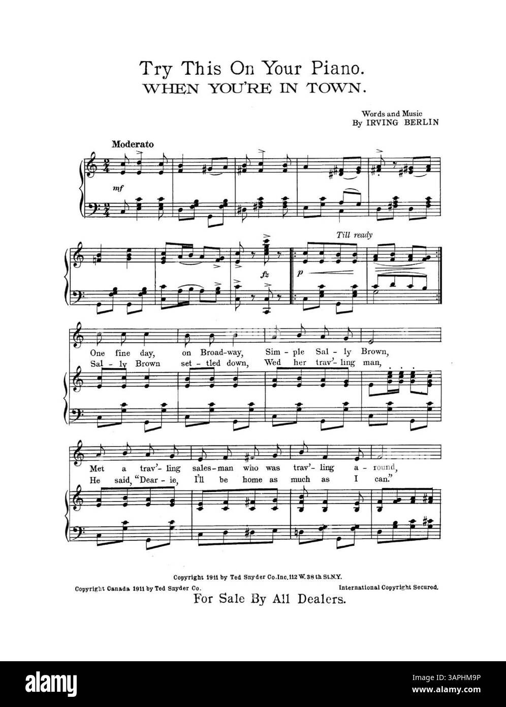 Questa pubblicazione della University of Oregon Libraries presenta un estratto promozionale di "When You're in Town" di Irving Berlin sulla copertina posteriore interna, mentre la copertina posteriore mostra "Roses and Memories" di Ted Snyder, stampato con inchiostro blu. Foto Stock