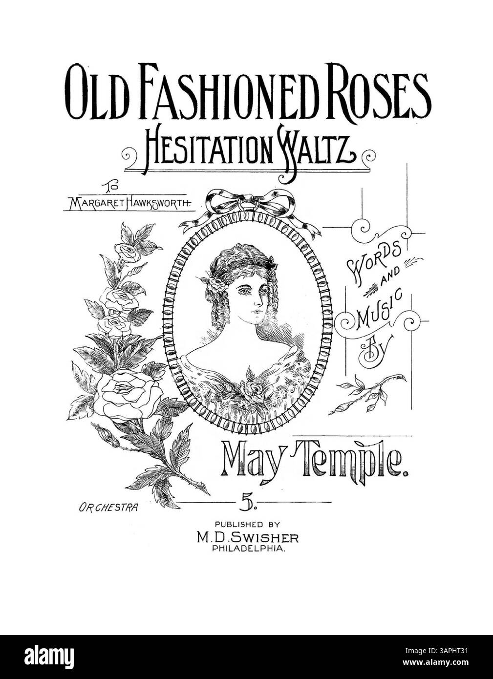 Lo spartito di "Old Fashioned Roses" elenca la canzone come un "Extentiation Waltz" dedicato a Margaret Hawksworth. Il design della copertina mette in risalto il suo tema romantico e nostalgico. Foto Stock