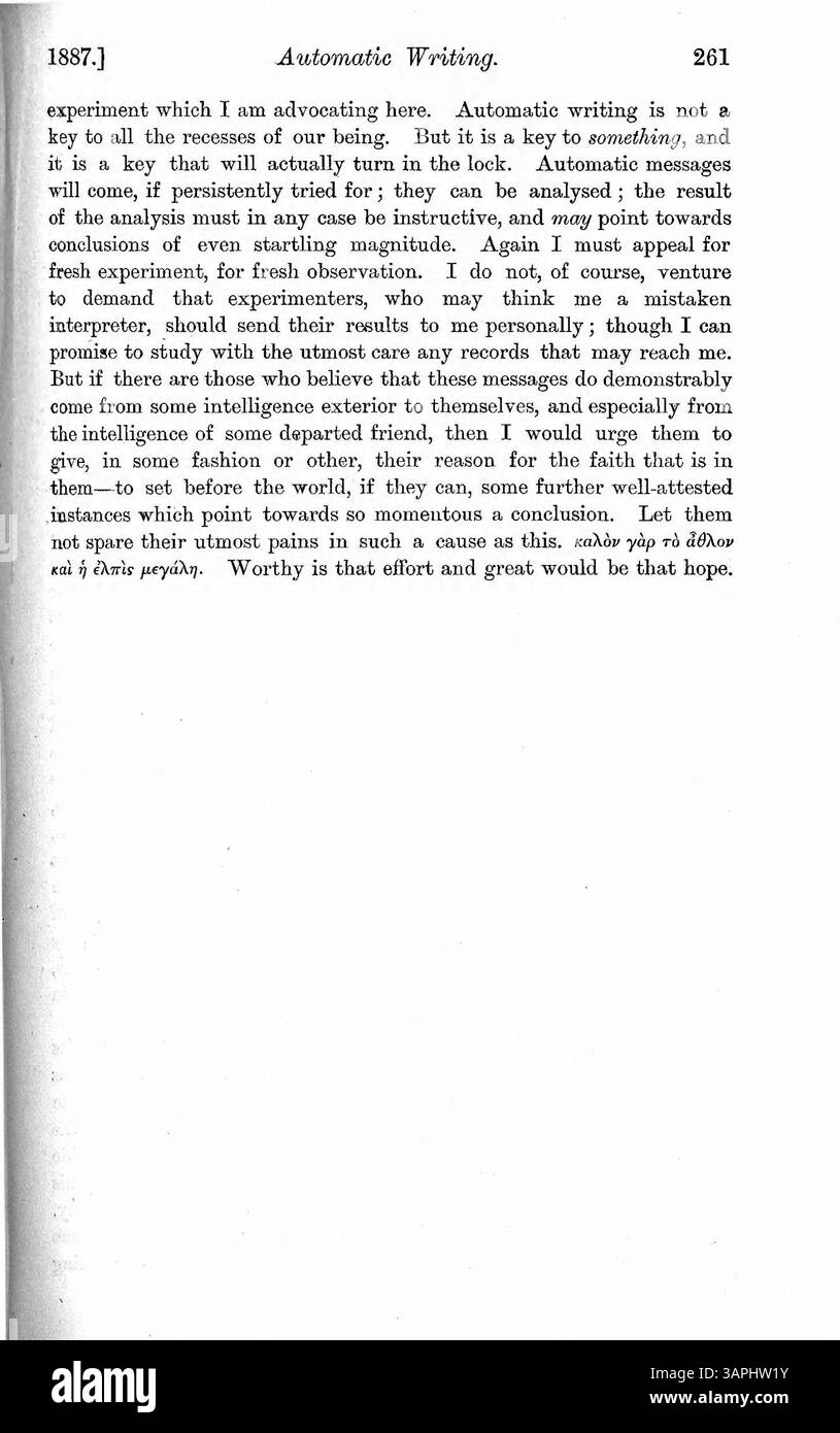 Dr. Myers analizza i casi in cui emergono personalità alterate a causa di sogni, uso di droghe, disturbi fisici, epilessia o ipnotismo. Sottolinea il ruolo della scrittura automatica nel distinguere il cosciente dall'inconscio. Foto Stock