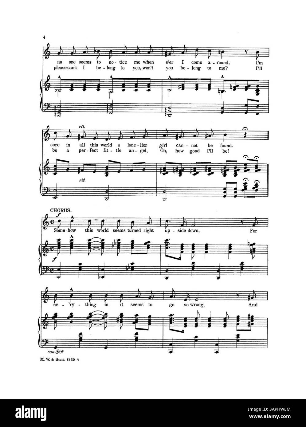 Un'altra copia dello spartito di caro Roma "Nobody belongs to me". Questa versione include anche testi, musica per baritono o contralto, e una quarta di copertina che elenca altre composizioni di Roma. Foto Stock