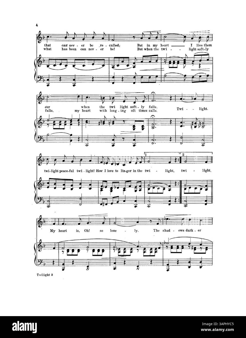 "Twilight Twilight" è un brano musicale con copertina "Edition de luxe". La copertina interna presenta un brano musicale di "Twentieth Century Woman" di Alfred W. Norris, mentre la copertina posteriore presenta un estratto di "At Sundown" di Geo. D. Wilson. Foto Stock