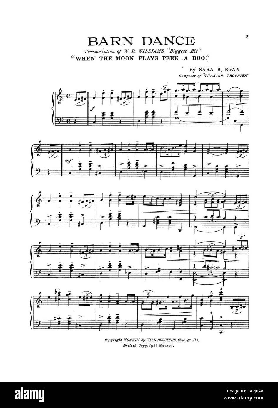 Barn Dance è una trascrizione della canzone When the Moon Plays Peek a Boo di W.R. Williams. Le copertine interne contengono pubblicità musicali ed estratti di canzoni come "Twilight" di WM B. Fassbinder e "in the Valley Where the Daisies Grow" di W.R. Williams. Biblioteche dell'Università dell'Oregon. Foto Stock