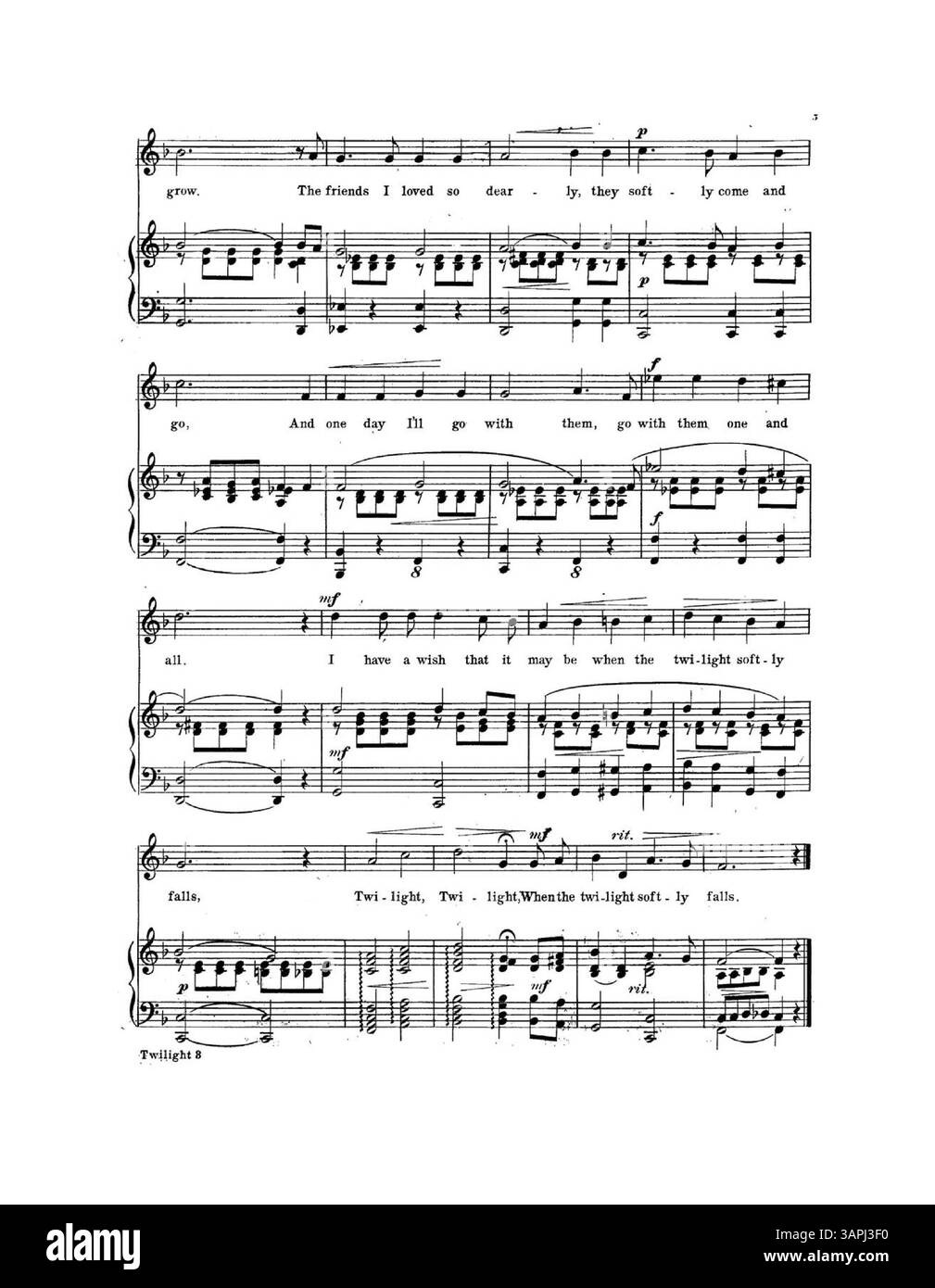 "Twilight Twilight" è una composizione musicale con copertina "Edition de luxe". All'interno, la copertina contiene un brano musicale di "Twentieth Century Woman" di Alfred W. Norris, mentre la copertina posteriore contiene un estratto di "At Sundown" di Geo. D. Wilson. Foto Stock