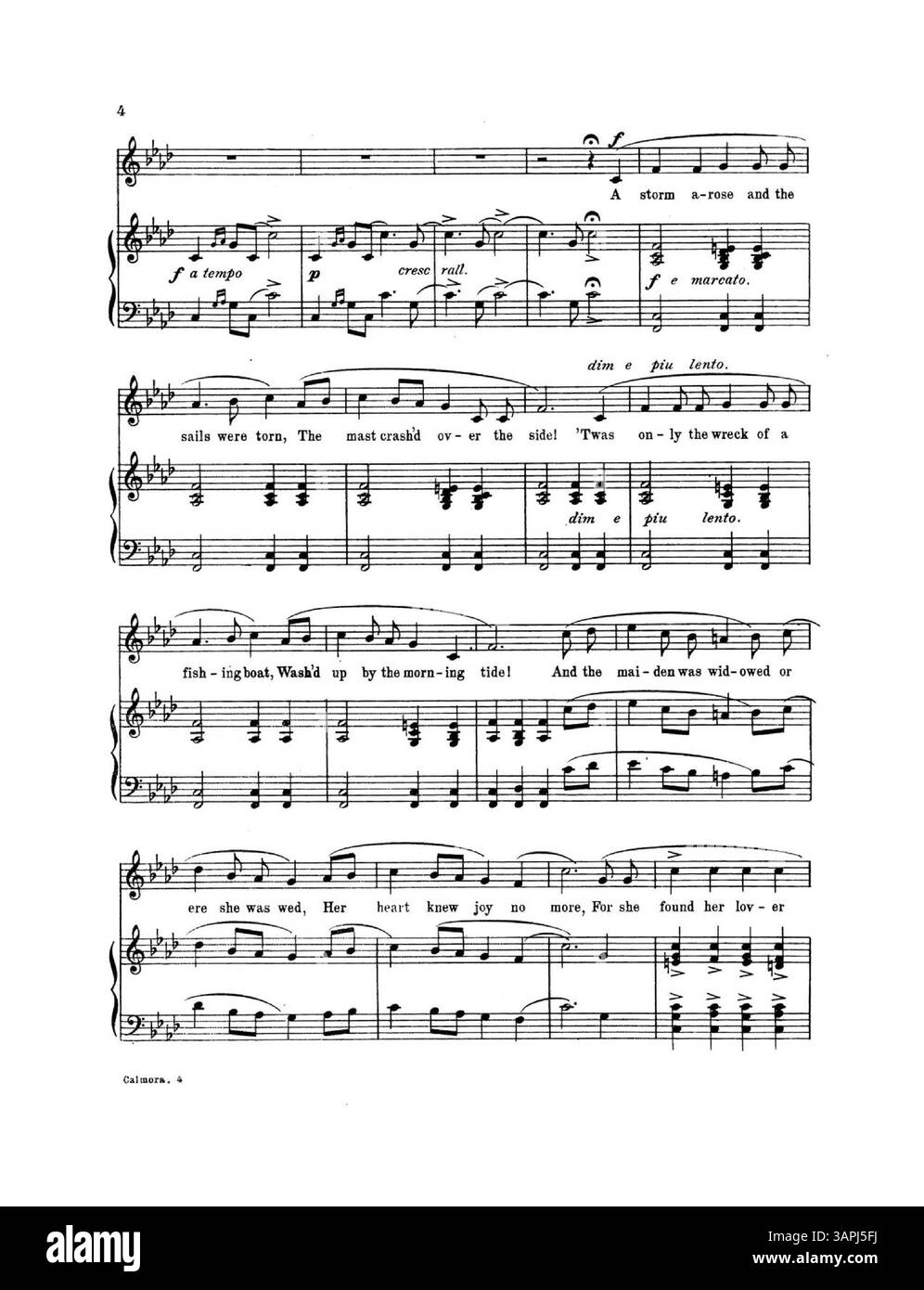 Questa canzone, composta da Helene Steer Saxby e scritta da William Steer Saxby, fa parte della collezione "quattro canzoni con accompagnamento al pianoforte". È stato accettato da H. M. la regina di Norvegia, ed è basato sulle tradizioni popolari del Nord Europa. La musica è disponibile sotto forma di spartiti, con potenziali variazioni di colore nell'immagine digitale. Foto Stock