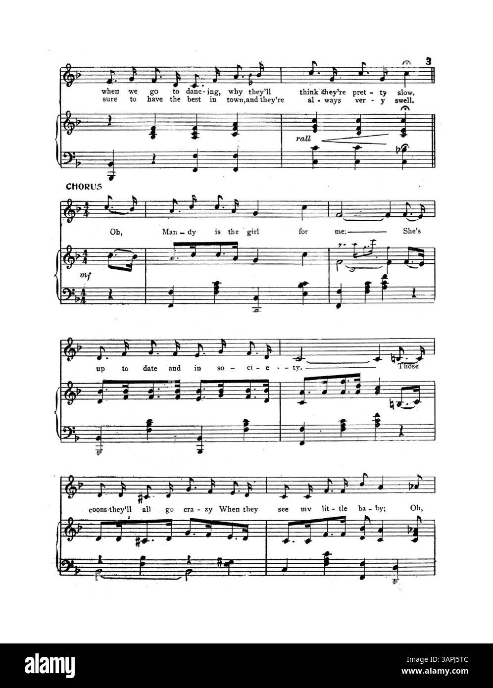 Gli spartiti per 'Oh! Mandy Is the girl for me,' composta da Adelaide Sullivan e arrangiata da Charles Albert, è stata pubblicata come supplemento musicale al Sunday Examiner. Foto Stock