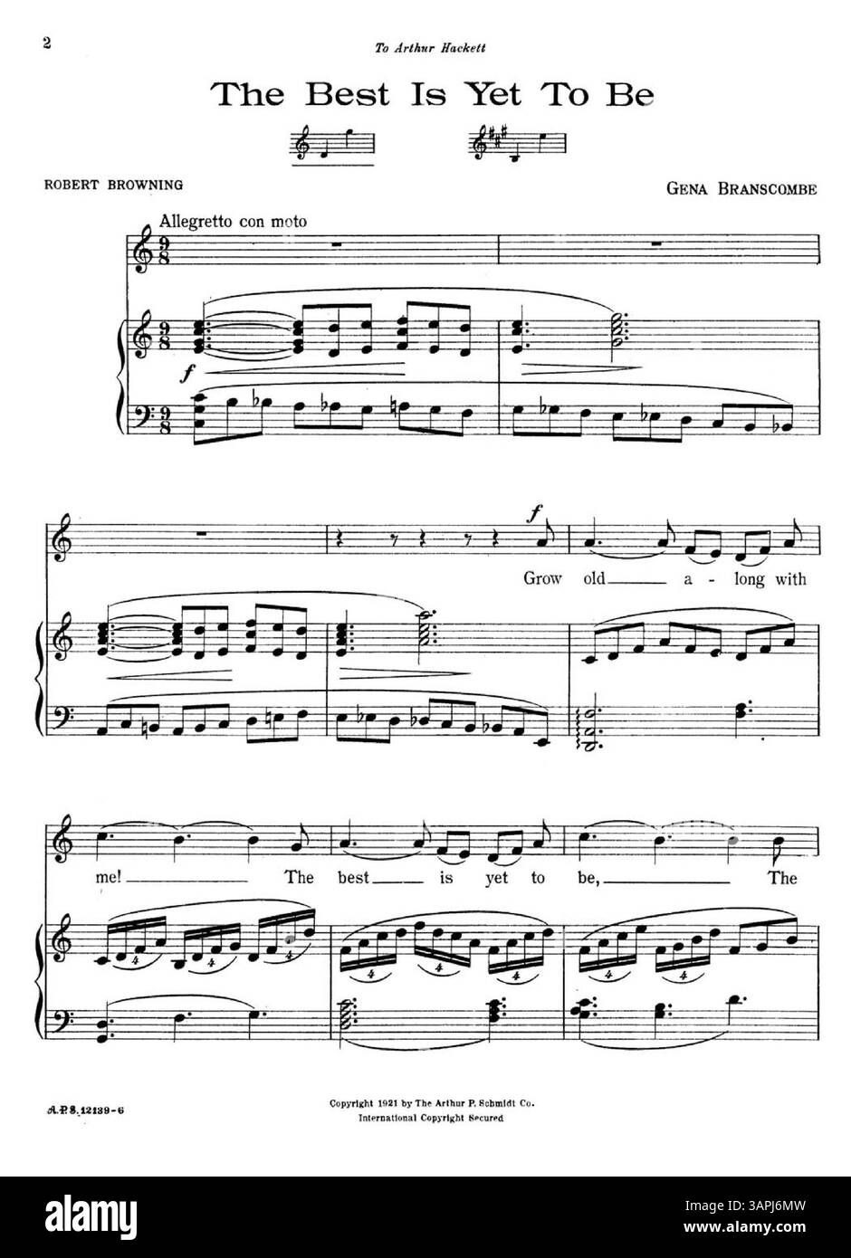 Questa versione per soprano include il numero di targa A.P.S.12139 ed elenca "canzoni di Gena Branscombe" dai programmi dei cantanti da concerto. L'immagine digitale potrebbe mostrare una differenza di colore rispetto all'originale e le annotazioni potrebbero essere disponibili tramite servizi musicali. Foto Stock