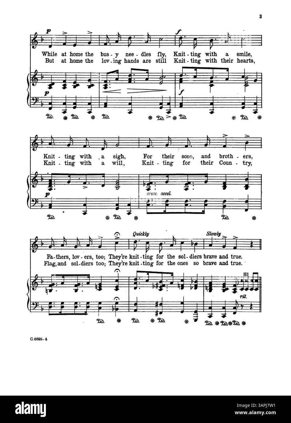 Questa voce comprende un brano musicale tratto da "Terra del tempo fa" a pagina sei e "in attesa" a pagina sette. La copertina posteriore contiene una pubblicità per la canzone "Roses of Picardy", che include un estratto musicale. Il numero di targa indicato è 6693. Foto Stock