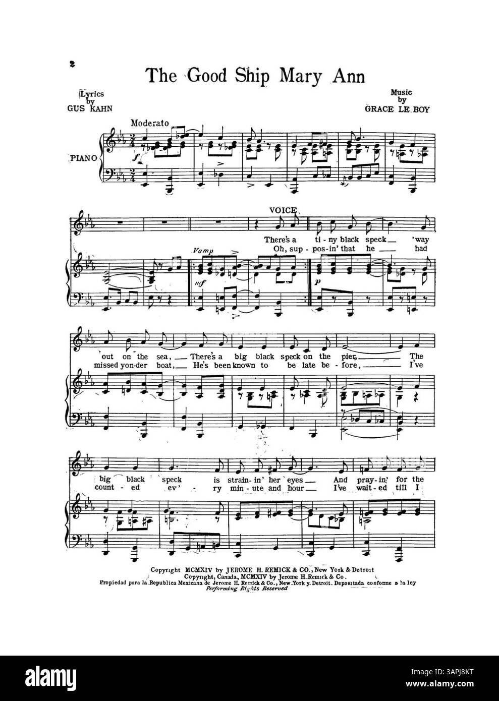 Questa edizione di "The Good Ship Mary Ann" include una grande pubblicità sul retro che promuove il musical "Rebecca of Sunny-Brook Farm". Foto Stock