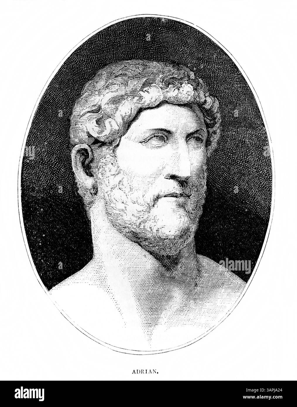 L'incisione dell'imperatore Adriano (Adriano) regnò nel 117-138 che continuò la terza persecuzione dei cristiani dall'Antico l'edizione del 1866 del Libro di Foxe Foto Stock