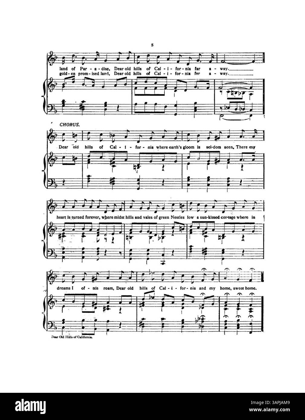 Questo documento contiene un estratto musicale della canzone di F.L. Valentine "Girlie" sulla seconda pagina e un estratto musicale di "Dear Old Hills of California" sull'ultima pagina, conservato nella collezione University of Oregon Libraries. Foto Stock