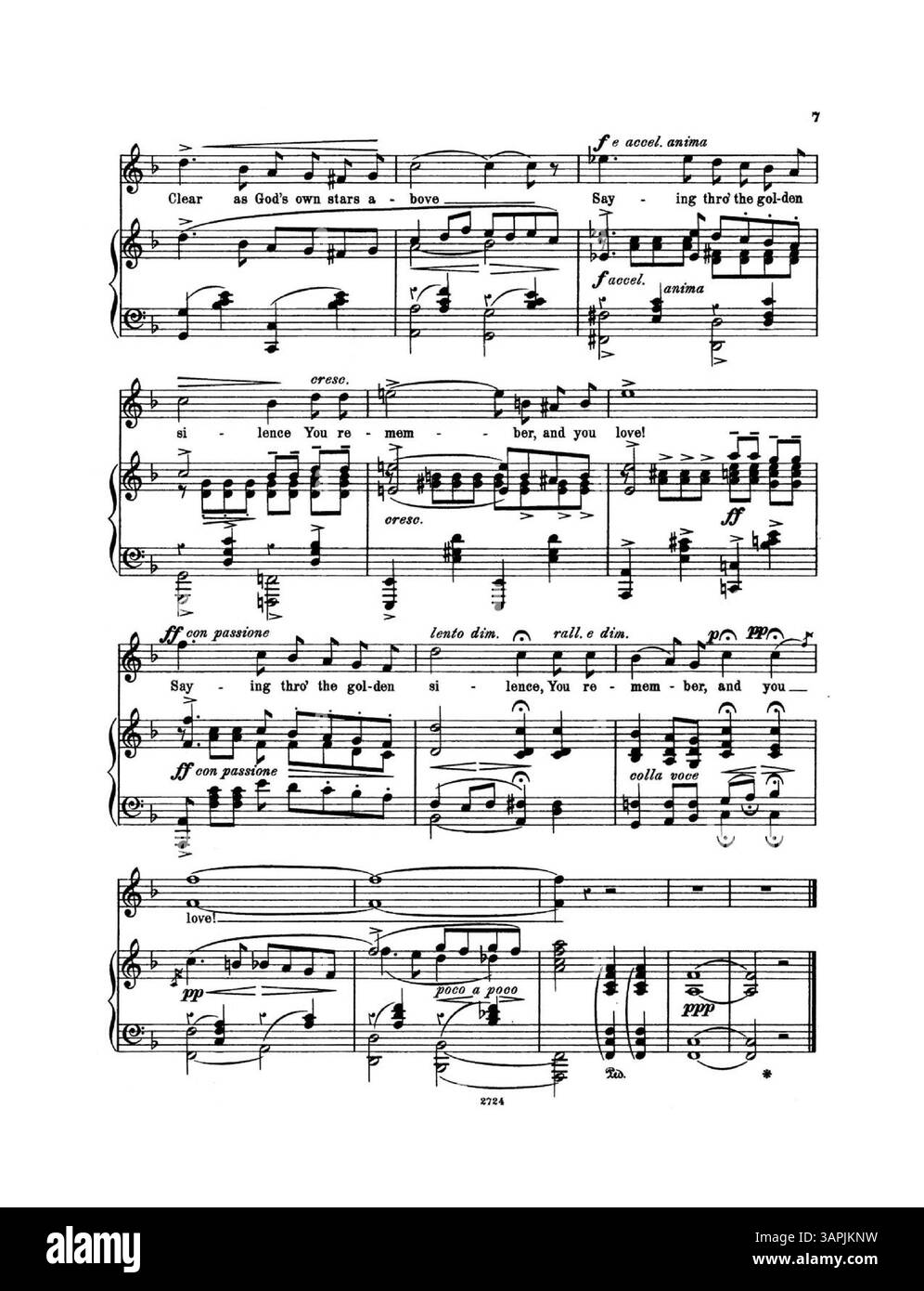 "Golden Silence", uno spartito musicale con testi di Clifton Bingham e musiche di Edith Fortescue, include un violino opzionale o un violoncello obbligato. Versione n. 2 in F e un annuncio pubblicitario per altri brani sul retro di copertina. Foto Stock