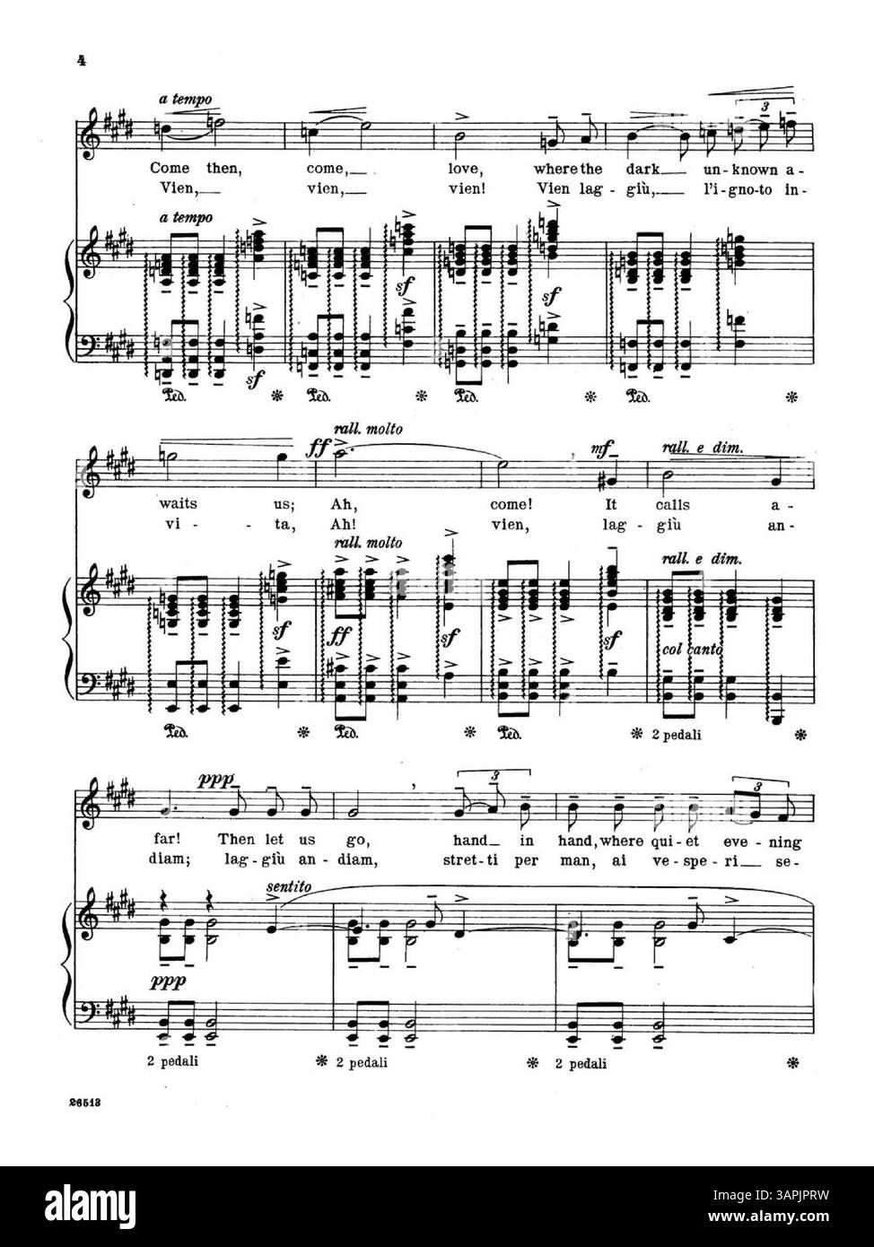 Il pezzo "Twilight Dreams" include una poesia di V. Aganoor Pompilj, presentata sia in inglese che in italiano, esplorando l'immaginario poetico del crepuscolo e dei pensieri riflessivi. Foto Stock