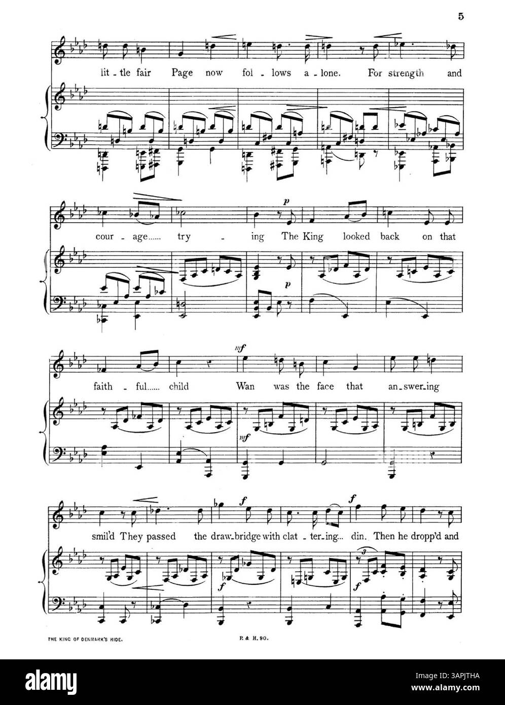 The King of Denmark's Ride in University of Oregon Libraries contiene musiche di Mary Carmichael con testi tradotti dal danese dalla signora Norton. La copertina posteriore include annunci per album vocali di vari compositori in più lingue, tra cui tedesco e inglese. Foto Stock