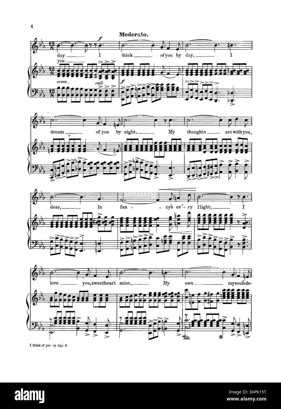 Gli spartiti di i Think of You By Day, i Dream of You By Night includono una pubblicità di copertina con un brano musicale di "Indolence" di Jason V. Matthews. Foto Stock