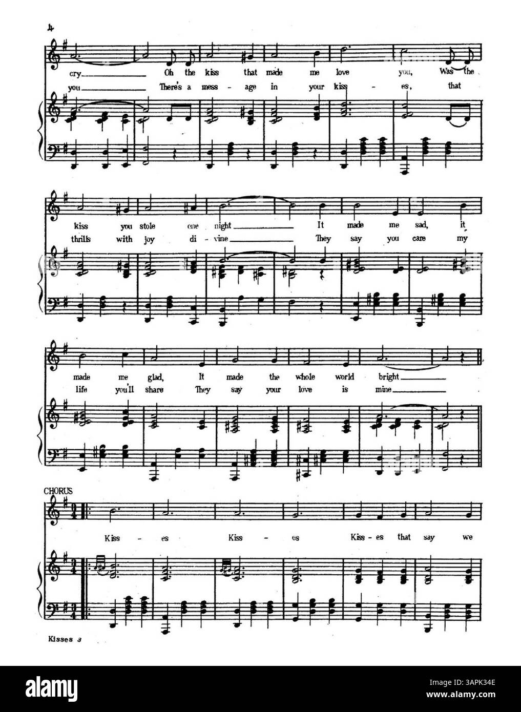 "Kisses of Love" presenta la pubblicità di un editore per "New Morrison Melodies" con estratti da "Times Waltz Song" e "Lovin" Dad Fox Trot Ballad". Il colore dell'immagine digitale può differire significativamente dal punteggio originale. Foto Stock