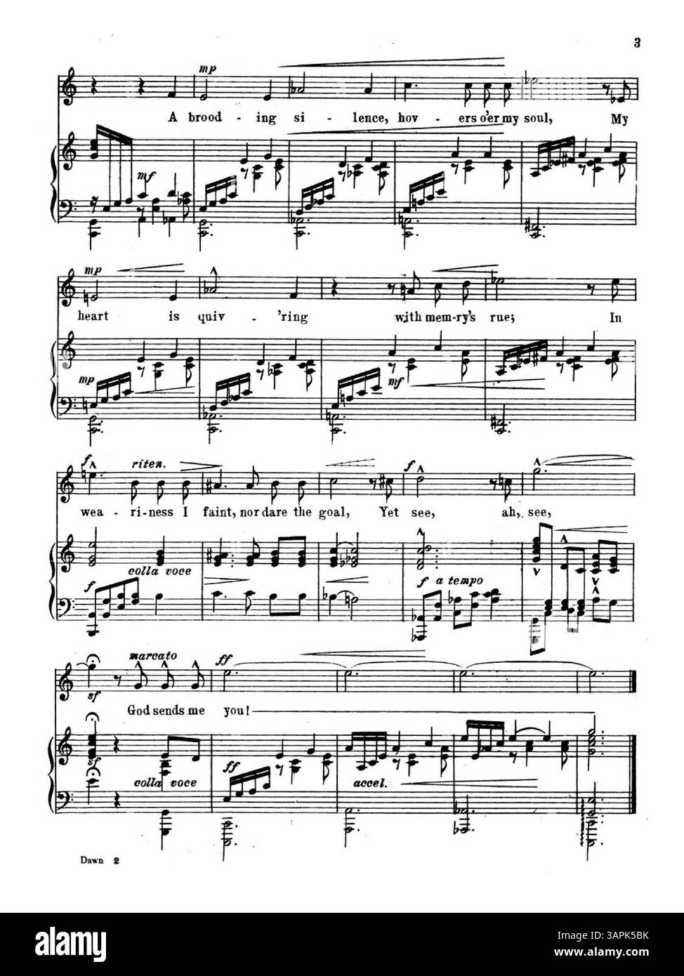 Questa immagine mostra la copertina di 'Dawn' (Op. 77, No. 1), una composizione musicale di un paroliere senza nome. Il colore potrebbe differire dalla versione originale stampata. Foto Stock