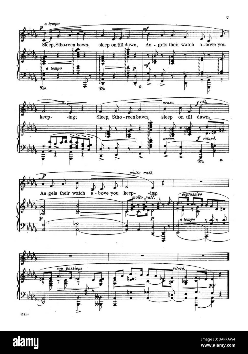 Questa è un'edizione di una ninna nanna irlandese elencata sotto "canzoni e ballate inglesi, terza serie" con il numero di targa 17310. La copertina presenta una notazione musicale tradizionale. Possono esistere variazioni di colore tra il formato digitale e quello originale. Foto Stock