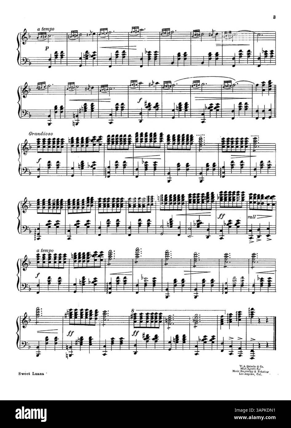 Sweet Luana Waltz, biblioteche della University of Oregon. La copertina posteriore mostra una pubblicità con brani musicali per le canzoni "Autumn Day", "The Dragon's Eye", "Aloha" e "California You're a Bear". Foto Stock