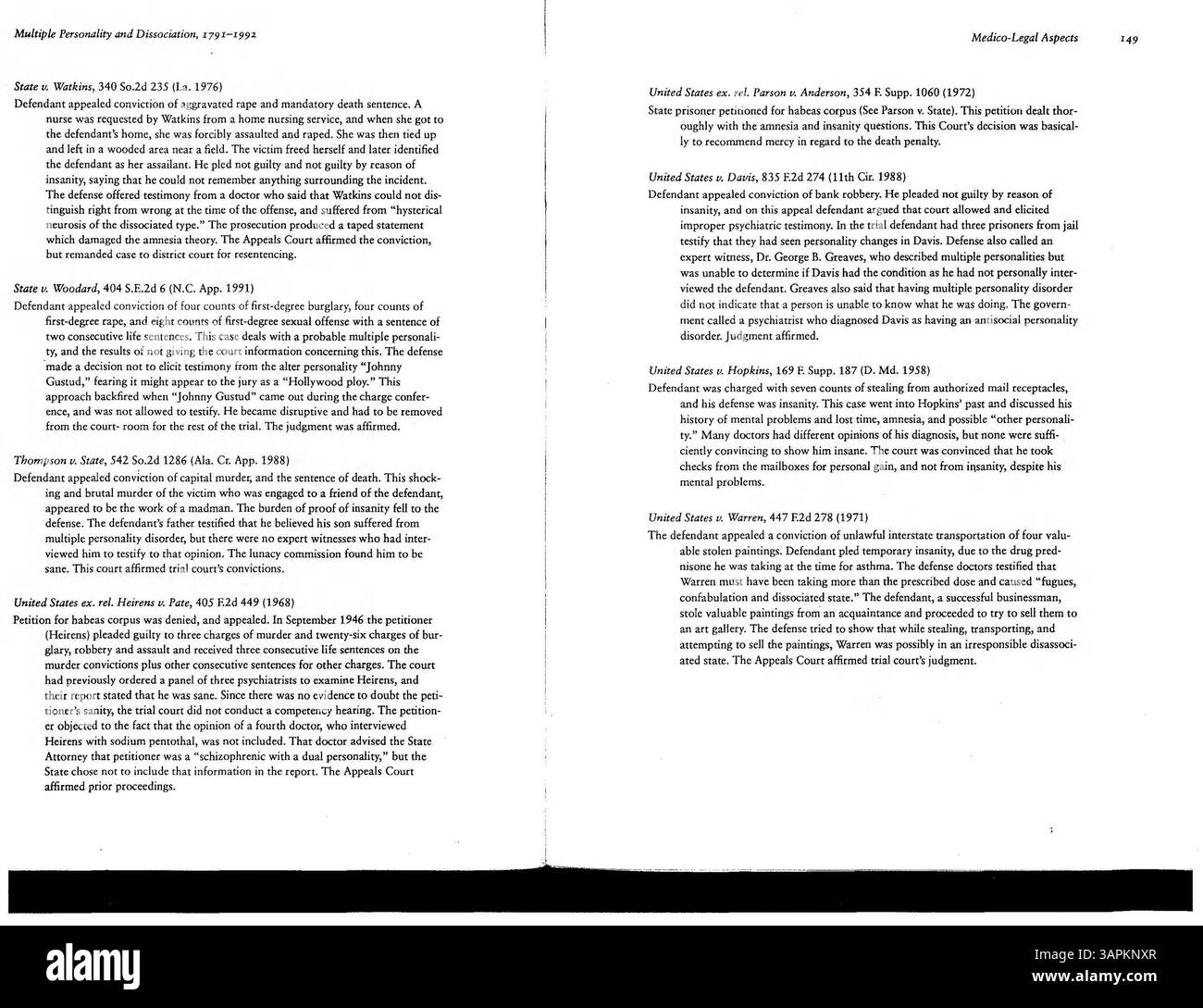 Aggiornata fino al 1993, questa bibliografia documenta studi sulla dissociazione, tra cui personalità multiple, depersonalizzazione, stati di fuga e aspetti medico-legali. La bibliografia corregge gli errori della prima edizione e comprende diversi argomenti psicologici. Foto Stock