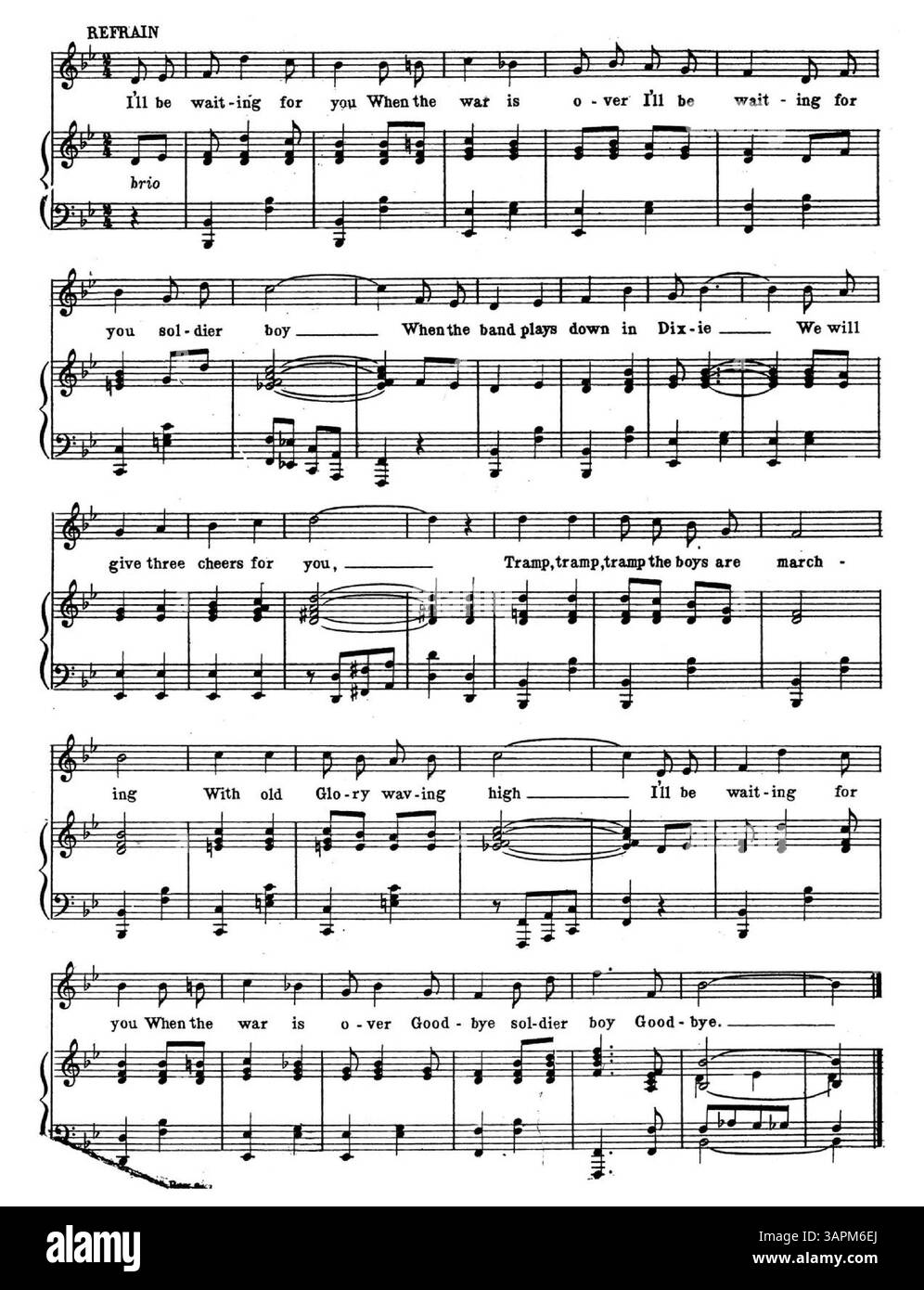 Lo spartito di "Good-bye Soldier Boy" include testi di Lulu M. Crockett e musiche di Arthur M. Knapp. L'immagine digitale può differire per colore dall'originale e le annotazioni possono essere ottenute tramite servizi musicali. Foto Stock
