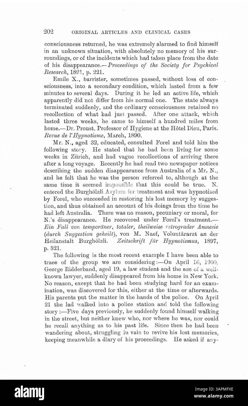 Il dottor Bramwell condusse esperimenti di ipnotismo, suggerendo che i pazienti eseguissero compiti in momenti specifici, anche quando non erano a conoscenza della causa. I risultati indicano una misurazione del tempo inconscia. Altri medici sono d'accordo o in disaccordo con le sue conclusioni, evidenziando il dibattito sull'ipnosi e la percezione del tempo. Foto Stock