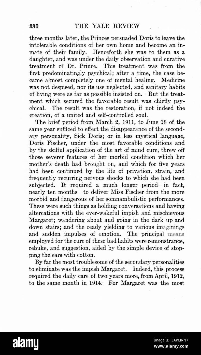 Questo case study di Doris Fischer descrive come eventi traumatici come l'abuso di alcol di suo padre e la morte di sua madre hanno portato alla formazione di personalità multiple. Le caratteristiche fisiche e comportamentali di ogni personalità sono esaminate attentamente, con particolare attenzione al successo del trattamento in tre anni. Foto Stock